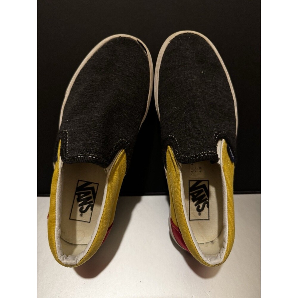VANS Slip On Gray Red Yellow Shoes Size 8.5 (Women) & 7 (Men) Fair Cond.